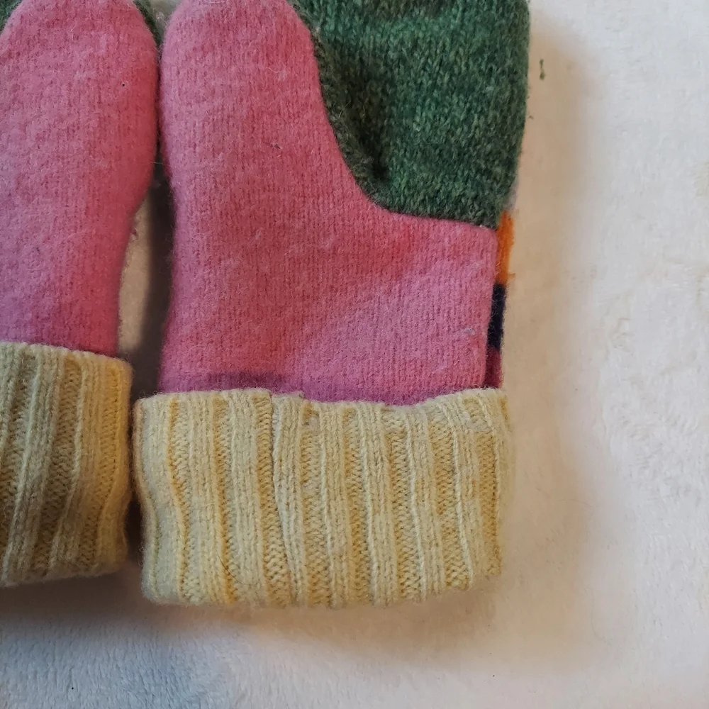 Colorful Striped Kids Mittens Soft Winter